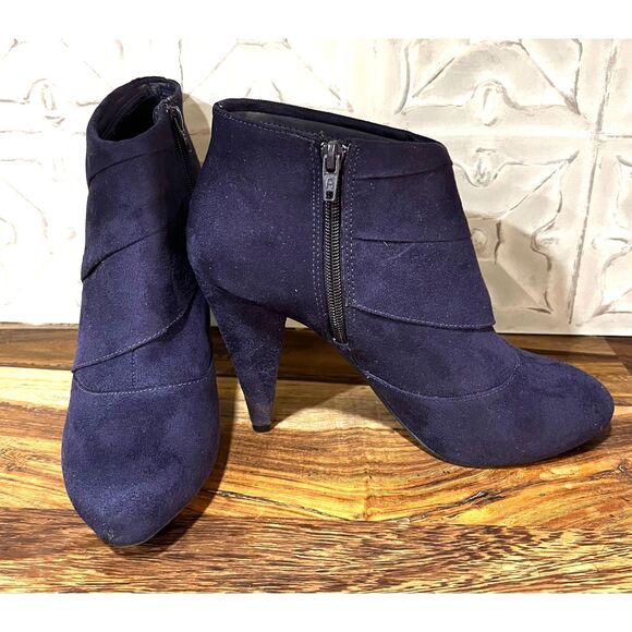 Fioni Womens Purple Suede Ankle Heels/Boots Sz 8.5 - Picture 2 of 5